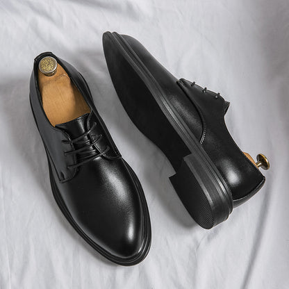 Men's Black Patent Derby Dress Shoes Glossy British Formal Style
