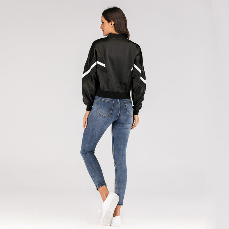 Women's Lightweight Nylon Windbreaker Jacket With Zipper Casual Style