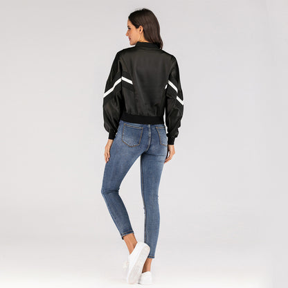 Women's Lightweight Nylon Windbreaker Jacket With Zipper Casual Style