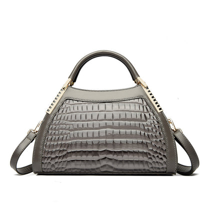 Women's Large Capacity Retro Glossy Crocodile Pattern Handbag