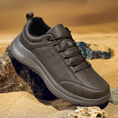 Men's Low Top Leather Sneakers Round Toe British Casual Shoes