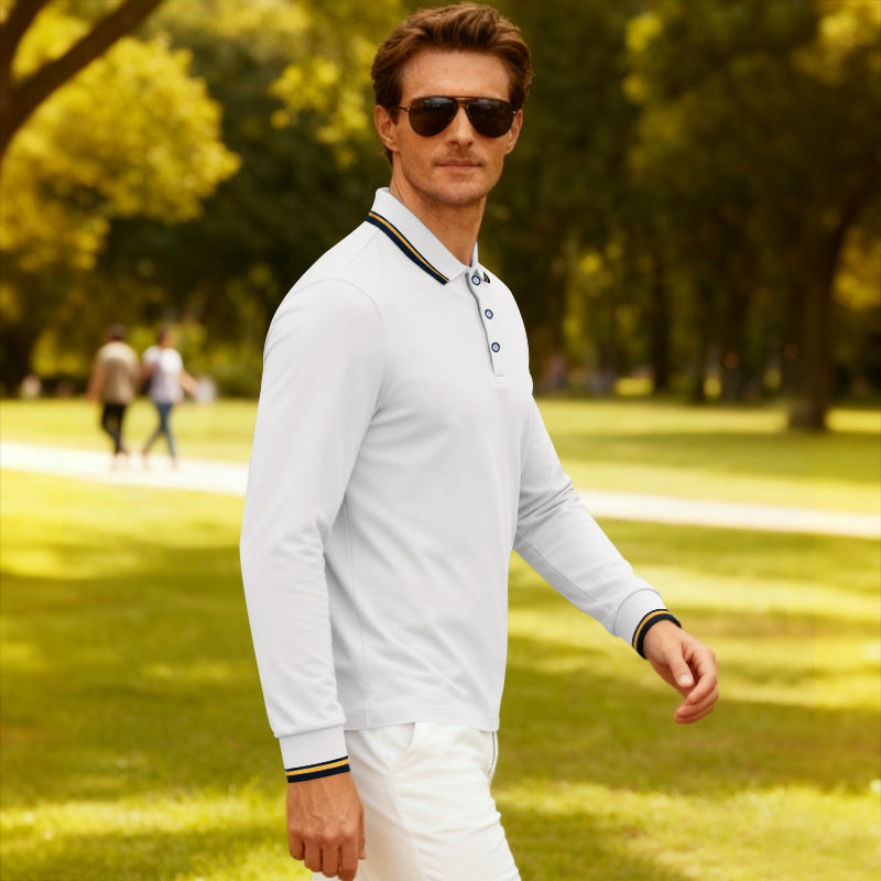 Men's Casual Jacquard Polo Shirt Quick Drying Breathable Summer Style
