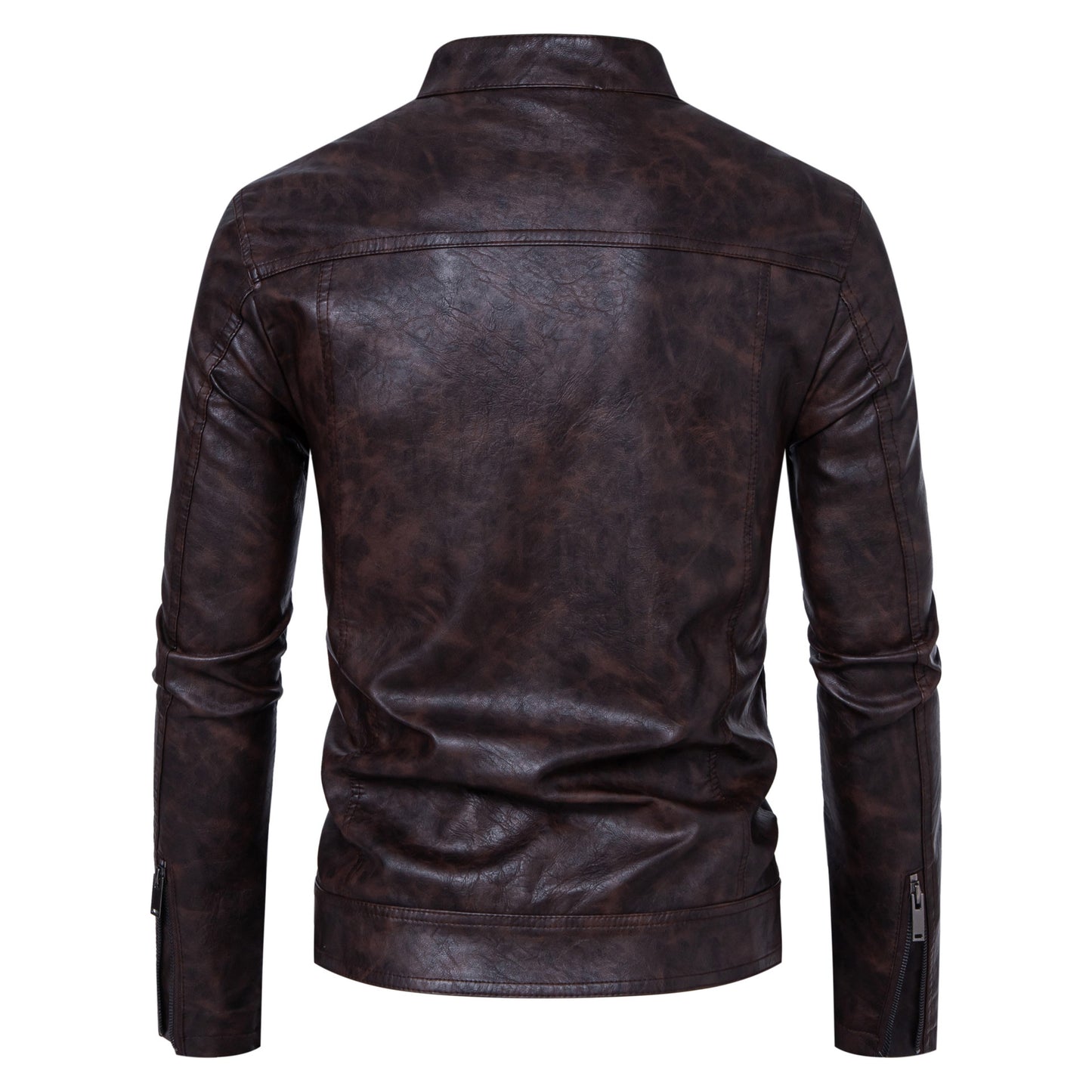 Men's Premium Casual Leather Jacket Stand Collar Coat - LAKD London