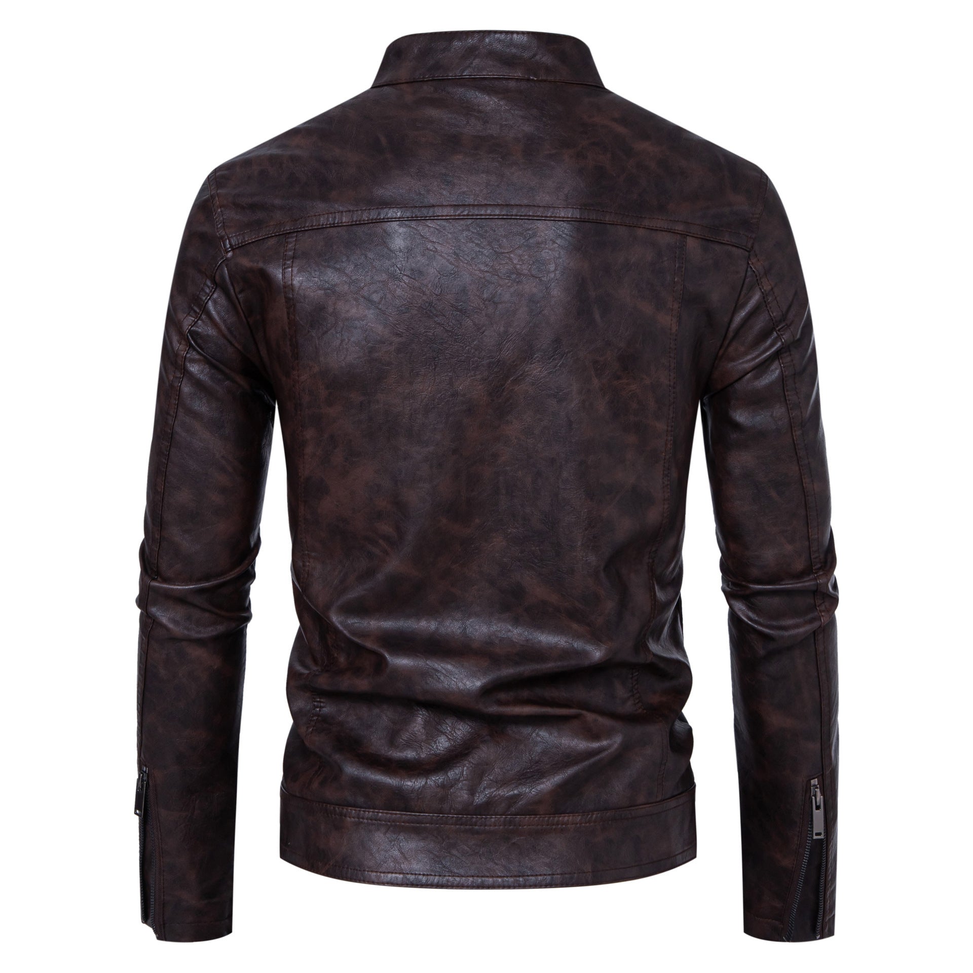 Men's Premium Casual Leather Jacket Stand Collar Coat - LAKD London