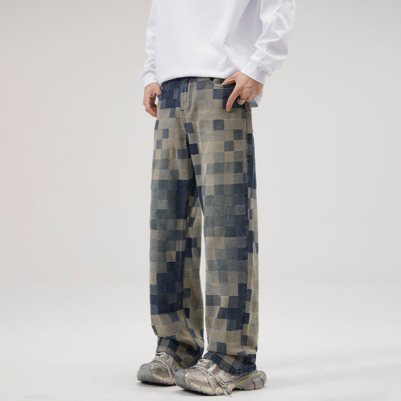 Men's Retro Blue Wide Leg Jeans Comfortable Casual Denim - LAKD London