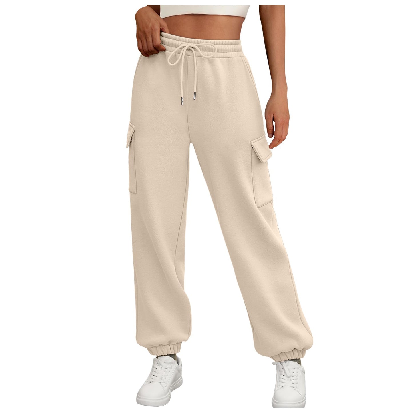 Women's Casual Cargo Fleece Lined Baggy Jogger Sweatpants Trousers Athletic