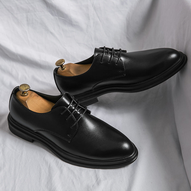 Men's Black Patent Derby Dress Shoes Glossy British Formal Style