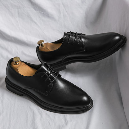 Men's Black Patent Derby Dress Shoes Glossy British Formal Style