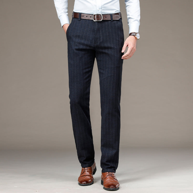 Men's Premium Striped Cotton Suit Trousers Smart Casual - LAKD London