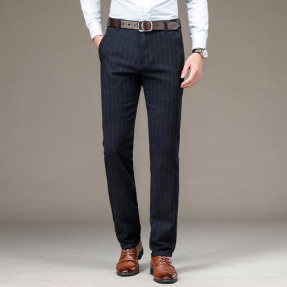 Men's Premium Striped Cotton Suit Trousers Smart Casual - LAKD London