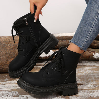 Women's Lace Up Ankle Boots Square Heel Comfortable Everyday Style