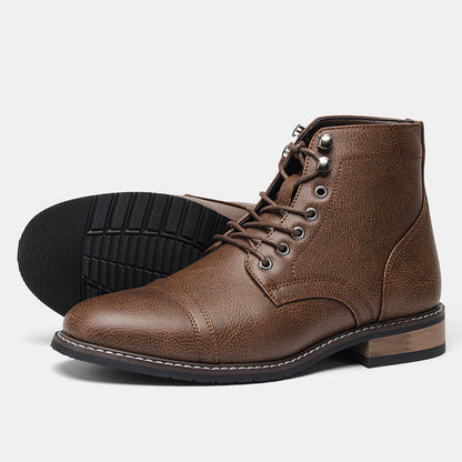 Men's Vintage Casual Leather Lace Up Ankle Boots Hard Sole