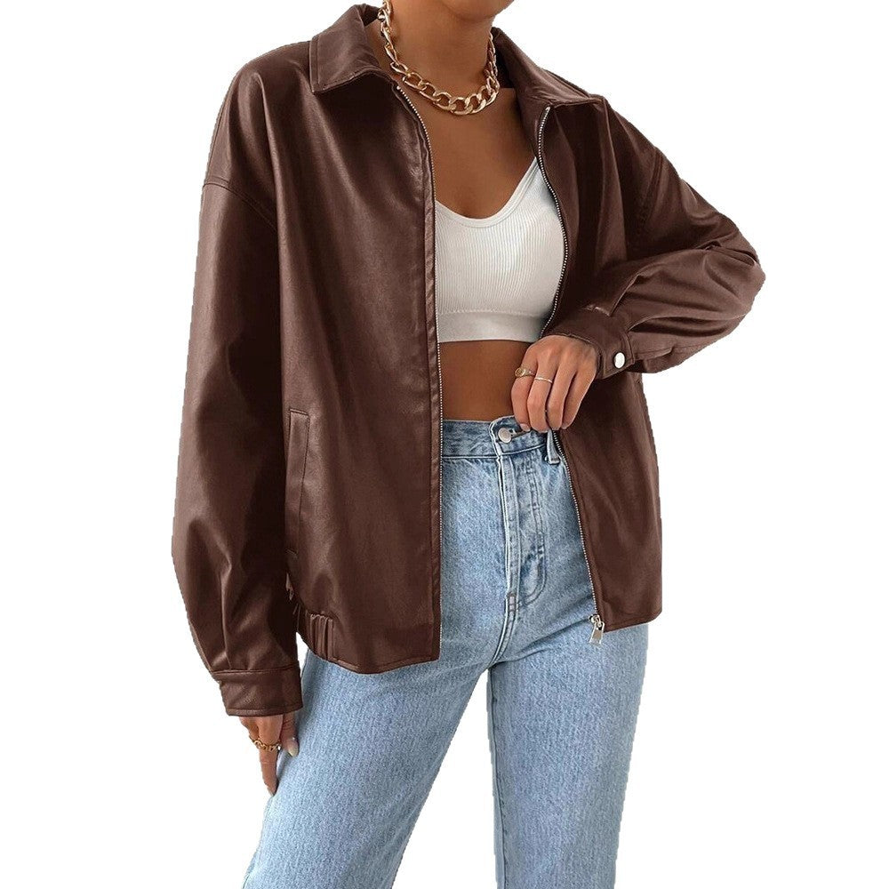 Women's PU Leather Winter Coat for Effortless Chic and Warmth