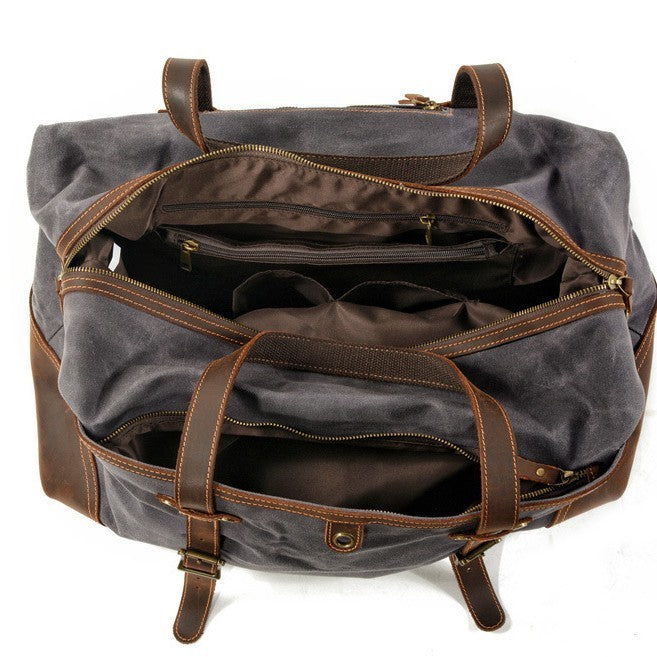 Men's Leather Canvas Duffle Bag Outdoor Gym Travel Holdall - LAKD London