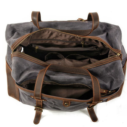Men's Leather Canvas Duffle Bag Outdoor Gym Travel Holdall - LAKD London