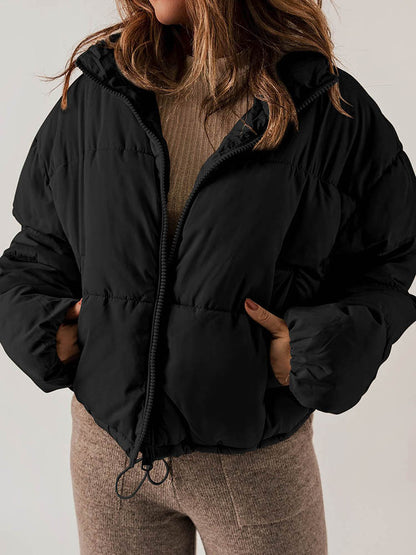Women's Winter Thickened Cotton Padded Coat with Stand Collar Design