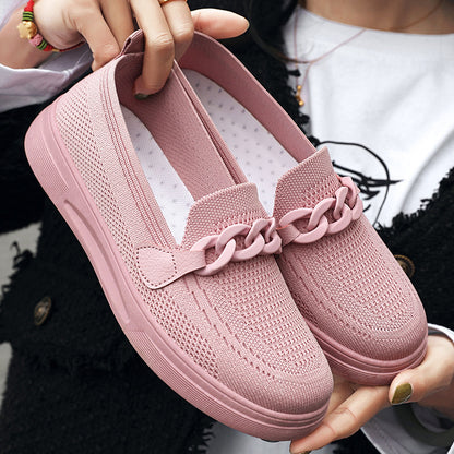 Women's Comfortable Chain Slip On Round Toe Casual Flats