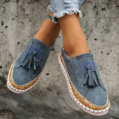 Women's Casual Tassel Loafers Comfortable Slip On Flat Shoes