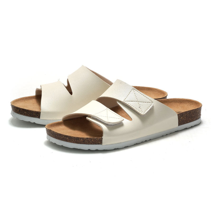 Men's Cork Slippers Velcro Beach Style Casual Summer Footwear Comfort - LAKD London