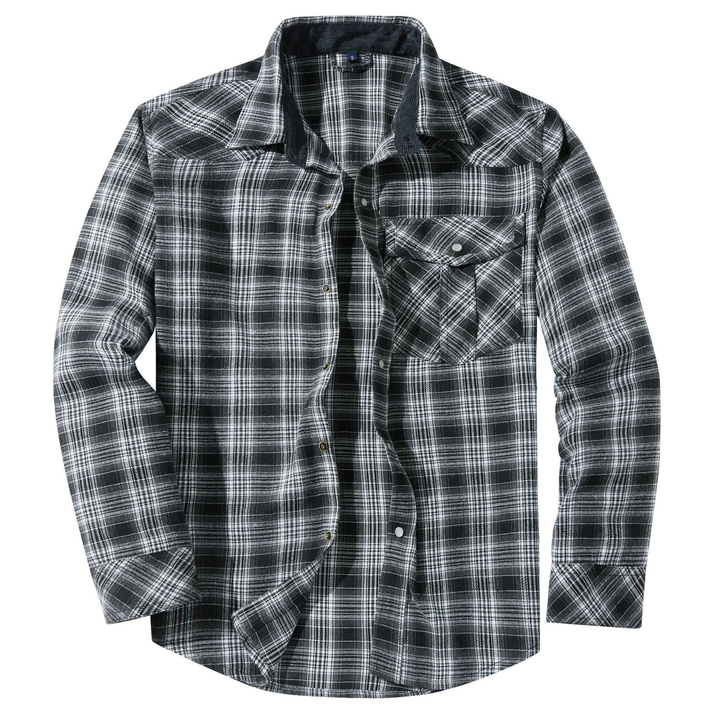 Men's Retro Western Plaid Flannel Pearl Snap Western Style Shirt - LAKD London