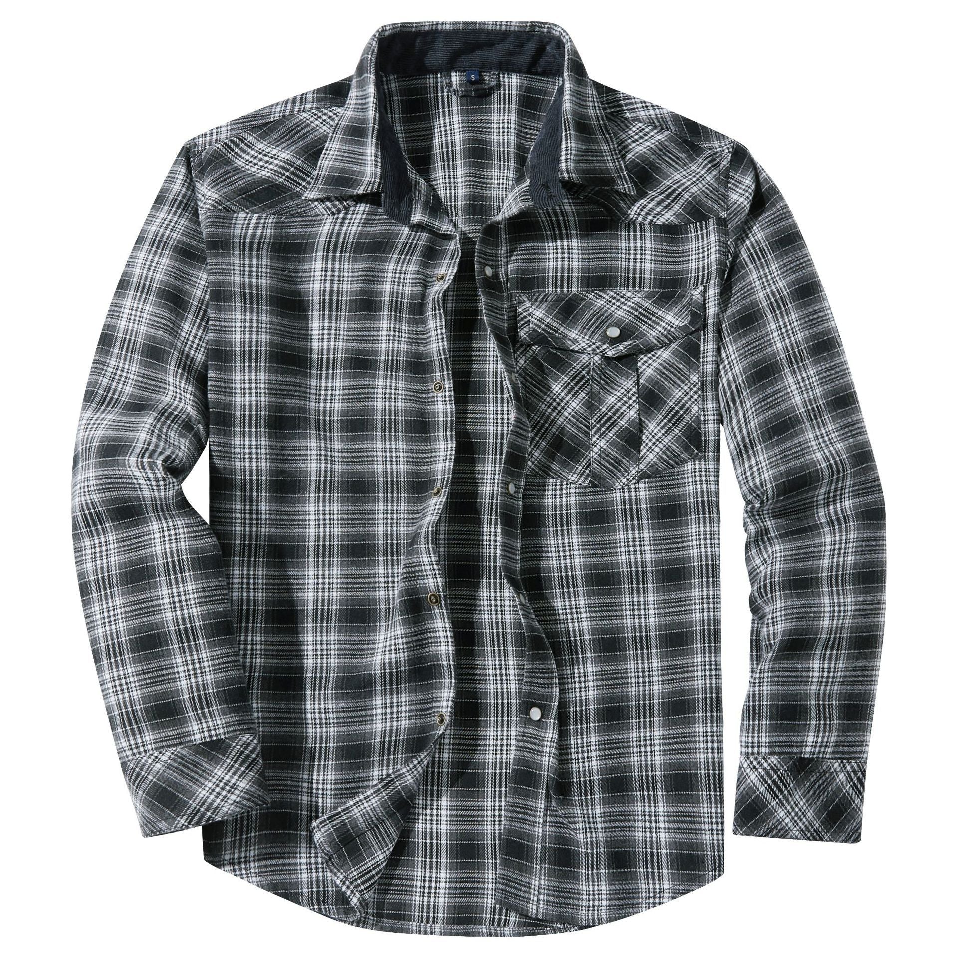 Men's Retro Western Plaid Flannel Pearl Snap Western Style Shirt - LAKD London