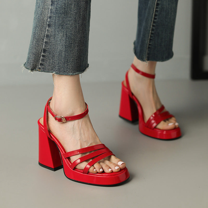 Womens European Style Roman High Heels | Glossy Event Shoes - LAKD London