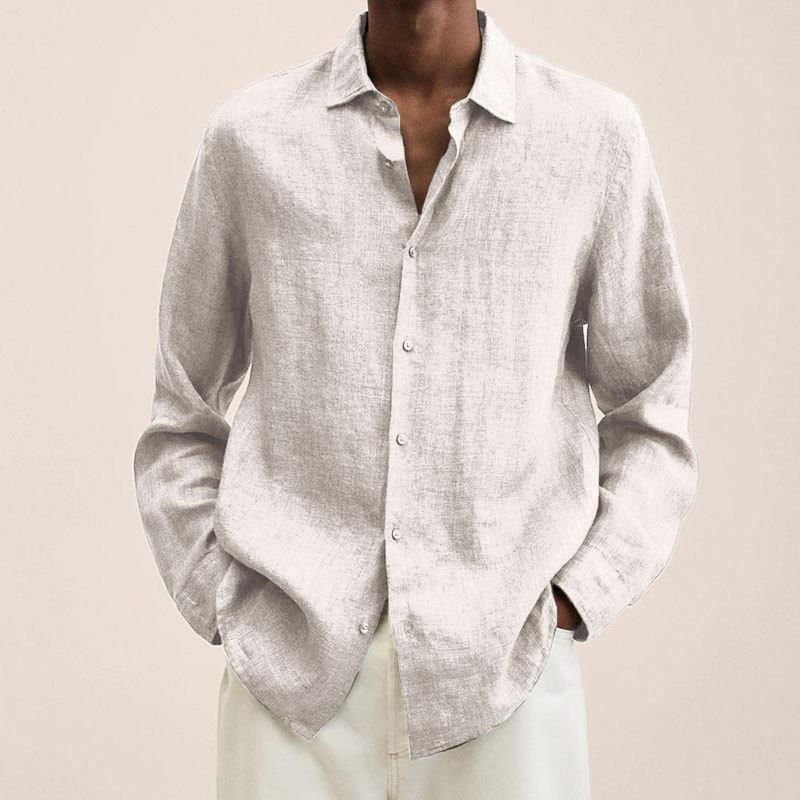 Men's Long Sleeve Lapel Loose Button Cardigan Casual Shirt - LAKD London