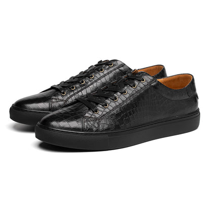 Men's Toe Layer Pattern Sneakers | Low top Croc Pattern Leather Shoes - LAKD London