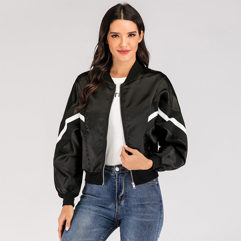 Women's Lightweight Nylon Windbreaker Jacket With Zipper Casual Style