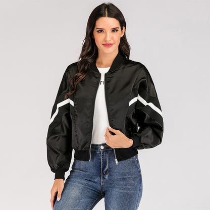 Women's Lightweight Nylon Windbreaker Jacket With Zipper Casual Style