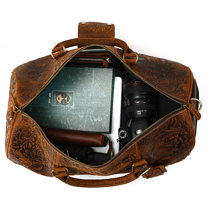 Men's Vintage Cowhide Leather Travel Gym Holdall Bag - LAKD London