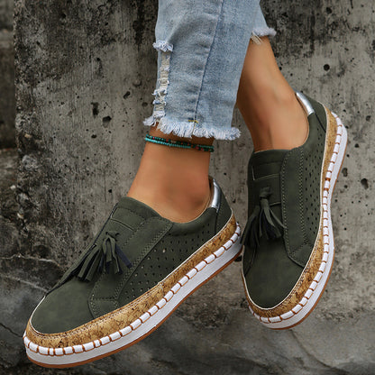 Women's Casual Tassel Loafers Comfortable Slip On Flat Shoes