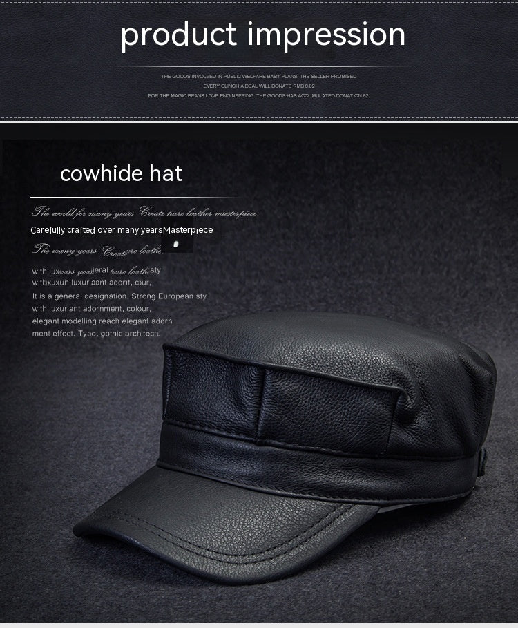 Men's Premium Genuine Leather Octagonal Flat Cap Winter Style - LAKD London