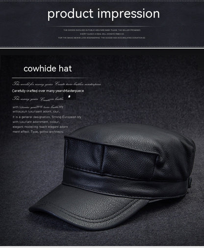 Men's Premium Genuine Leather Octagonal Flat Cap Winter Style - LAKD London