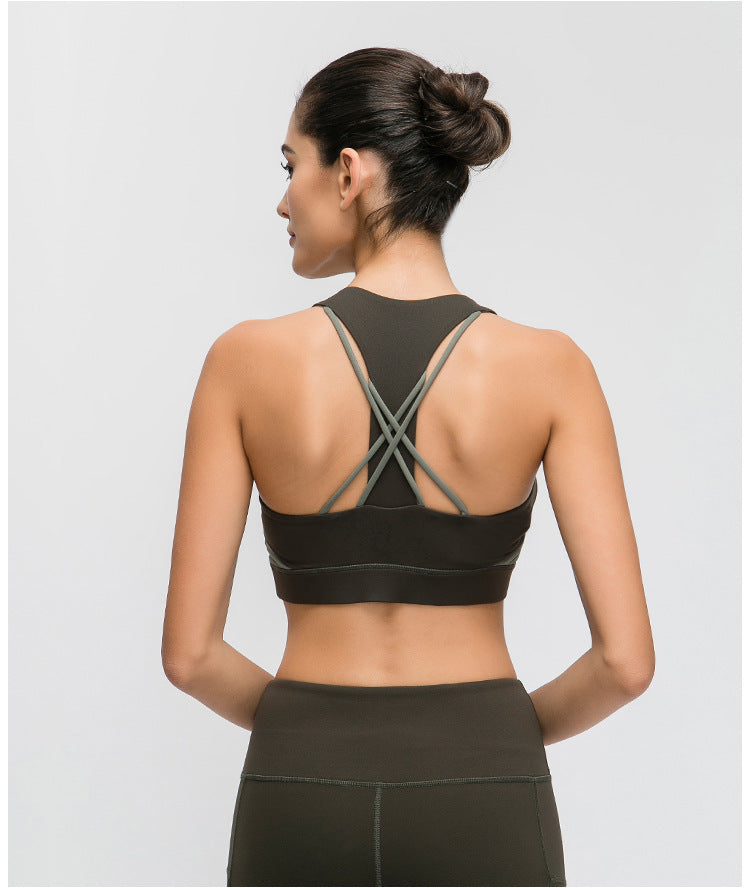 Women's Premium Contrast Panel Fitness Athletic Sports Bra Supportive - LAKD London
