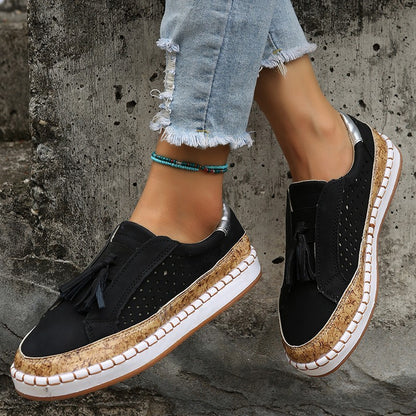 Women's Casual Tassel Loafers Comfortable Slip On Flat Shoes