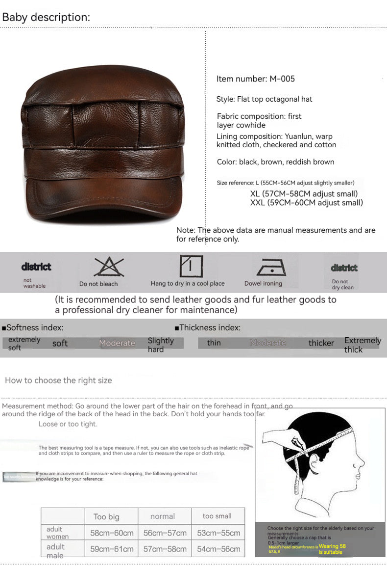 Men's Premium Genuine Leather Octagonal Flat Cap Winter Style - LAKD London