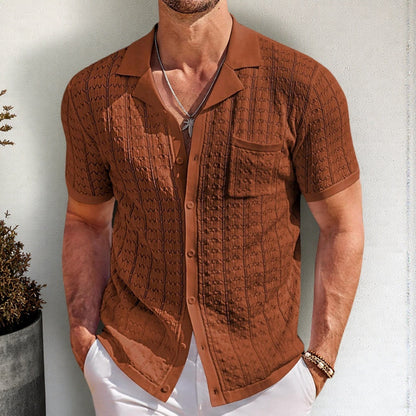 Men's Summer Half Sleeve Cuban Collar Knitted Polo Shirt - LAKD London