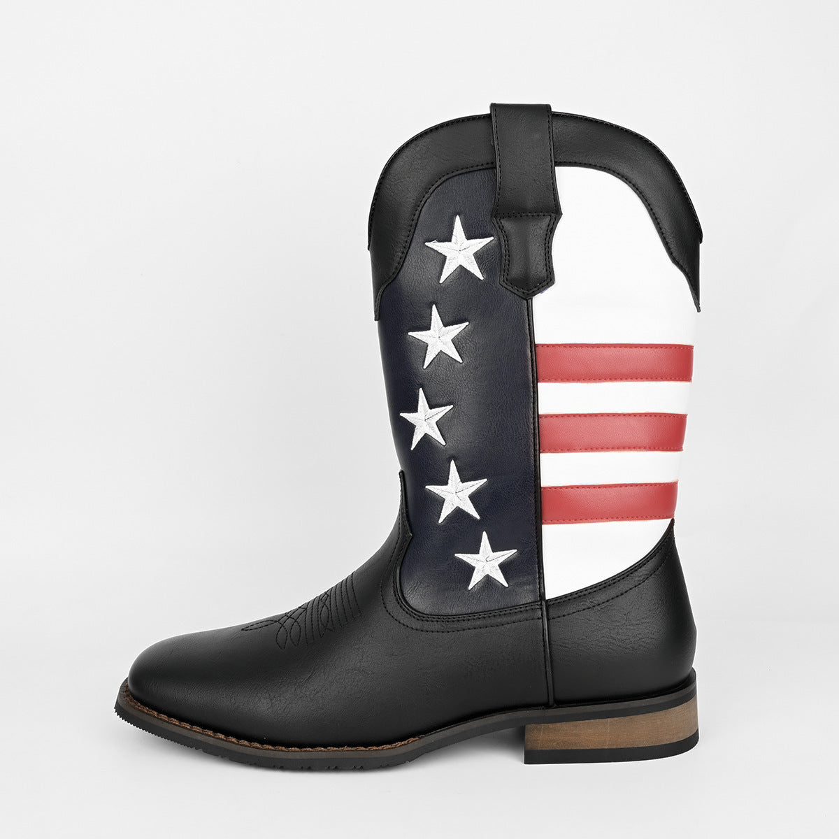 Men's Western Cowboy Boot - Thick Sole Square Heel Leather Shoes - LAKD London