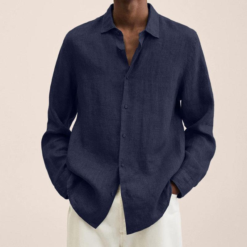 Men's Long Sleeve Lapel Loose Button Cardigan Casual Shirt - LAKD London