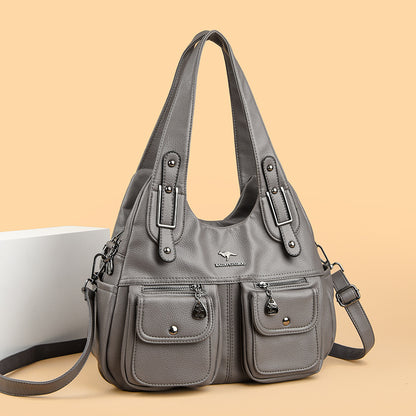 Women's Large Capacity Solid Color Crossbody Shoulder Handbag