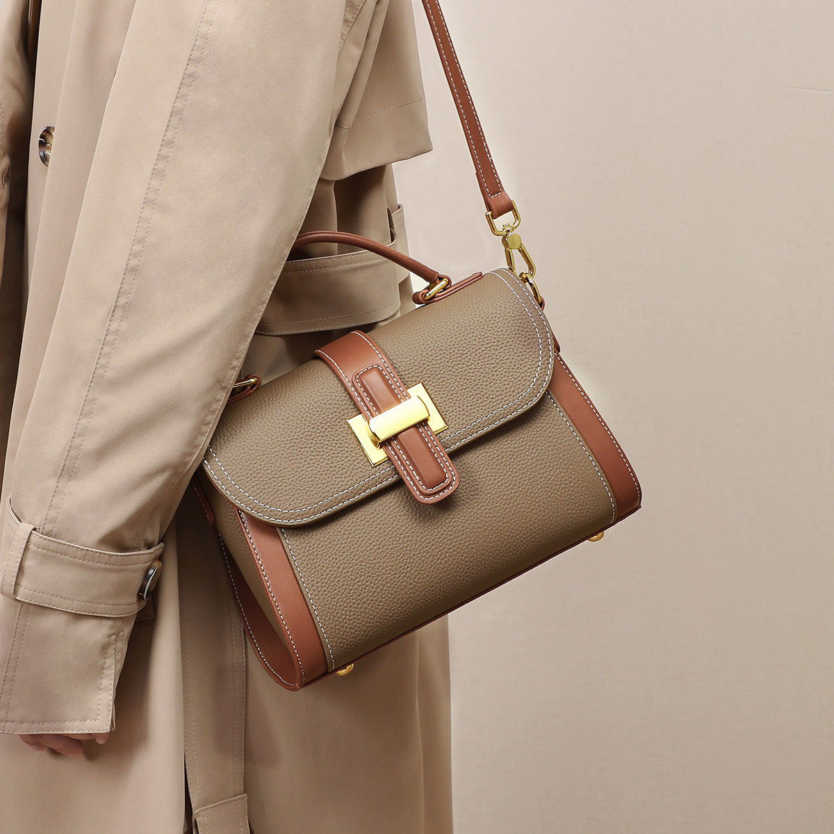 Women's Luxury Genuine Leather One Shoulder Textured Designer Handbag