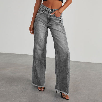 Women's High Waist Straight Leg Denim Jeans Comfortable Slim Fit