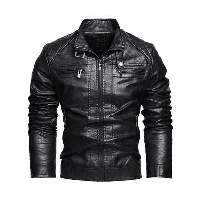 Men's Leather Lapel Retro Jacket Plus Size Winter Coat Casual - LAKD London