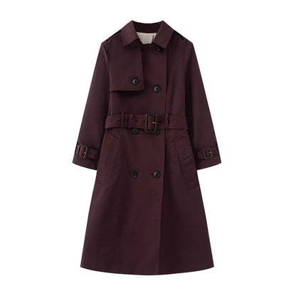 Women's Mid Length British Trench Coat Elegant Winter Fashion Classic