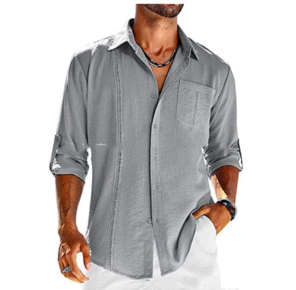 Men's Casual Long Sleeve Button Down Shirt With Pocket Detail - LAKD London