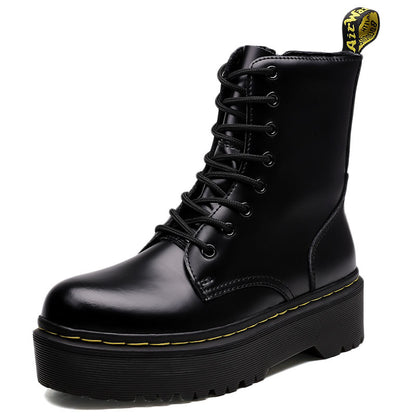 Women's Martin Style Lace Up Thick Sole Zipper Boots Casual