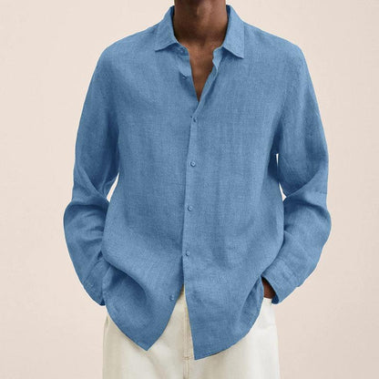 Men's Long Sleeve Lapel Loose Button Cardigan Casual Shirt - LAKD London