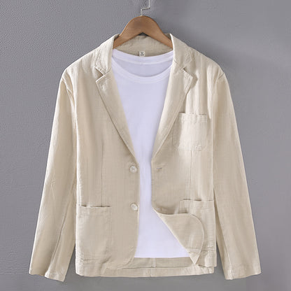 Men's Ramie Casual Suit Jacket for Smart Spring and Autumn Style