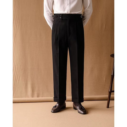 Men's Old Money Straight Leg High Waist Formal Trousers Comfortable
